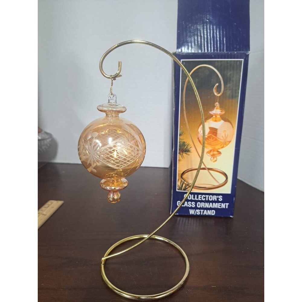 Orange Glass Ornament With Stand
